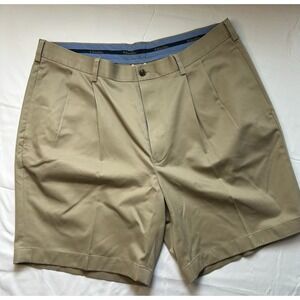 Brooks Brothers Mens Khaki Light Weight Advantage Chino Pleated Shorts W38 9in